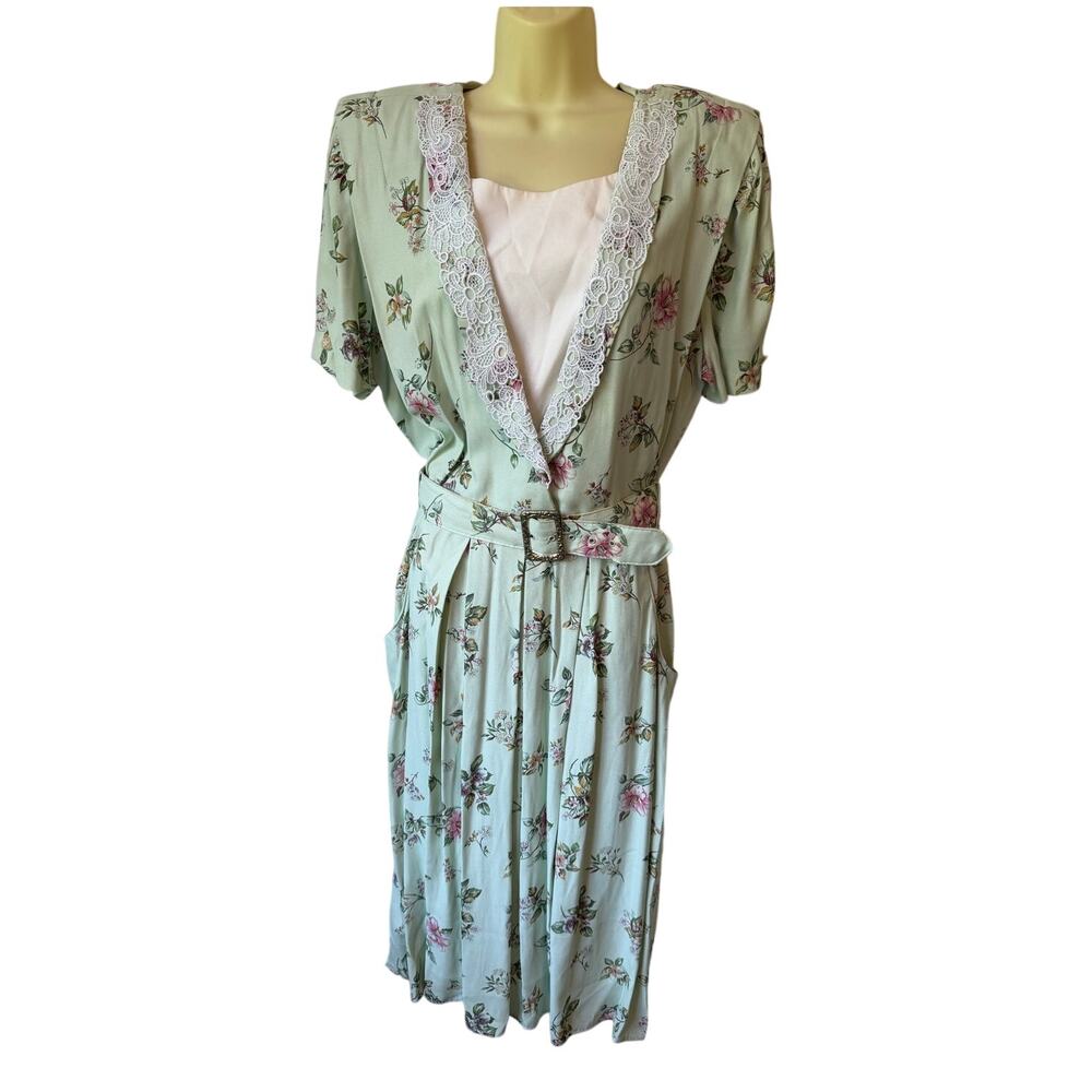Suzannah James Vintage Belted Floral Midi Dress Size 18